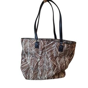 Very Bradley Brown White Banana Leaves Ella Tote Shoulder Bag